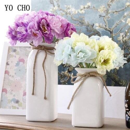 YO CHO Wedding Bouquet Bridesmaid Bunch of Flowers Artificial Silk Rosemary Flower Arrangement DIY Home Party Office Decorations