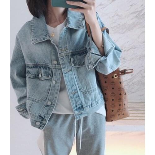2021Spring Autumn Denim Jacket Womens Loose Korean Version Oversized Fashion Casual Harajuku Clothes Outerwear Coats Jeans