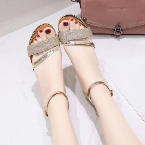 Gladiator Sandals Women Summer Shoes Size 43 Block Heels Femmes Sandales Shoes for Women Heels Silver Gold Sandal Woman 2020