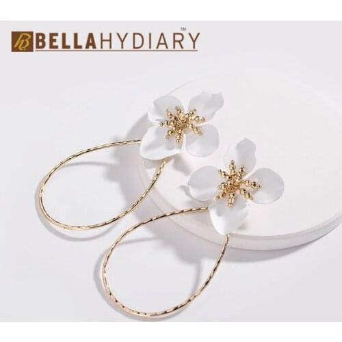 Trendy Bijoux Wedding Flower Big Water Drop Earrings For Women Jewelry Statement Earrings Gifts For Women Accessories Brinco