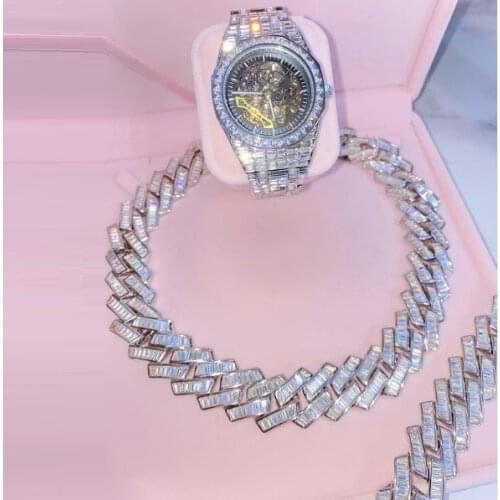 Chunky Cuban Link Choker 5A Rectangle Cubic Zirconia CZ Hip Hop Heavy Big Chain Iced Out Bling Women Jewelry