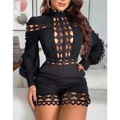 2020 Hot Sexy Party Jumpsuit Women Summer Sleeveless Hollow Out Nightclub Jumpsuits Overall Skinny Jumpsuit Macacao Feminino