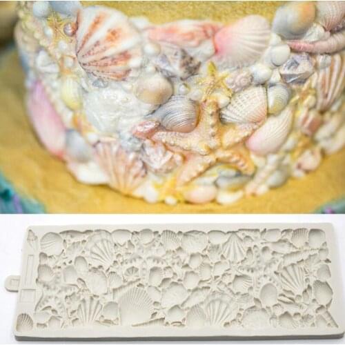 Luyou 1pcs Conch Starfish Cake Mold Silicone Mold Fondant Mold Chocolate Mold Cake Decorating Tools Birthday Cake Mould FM1798