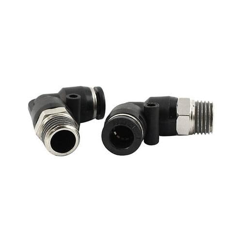 2Pcs 1/4PT Male Thread to 8mm Tube Right Angle Pneumatic Quick Release Coupler