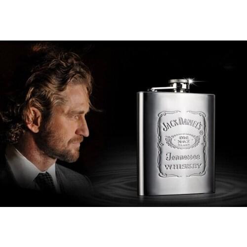2PCS/LOT High Quality Outdoor Portable Stainless Steel 7oz with Graved Letters Hip Flask Wine Pot Flagon with Funnel