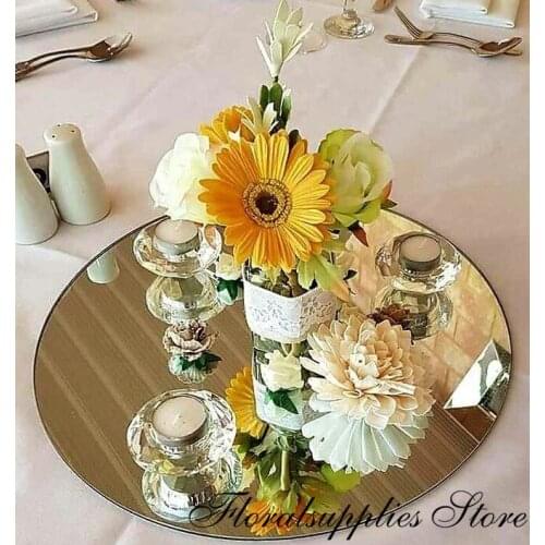 20PCS 30 cm diameter wedding candle plate round Mirror Candle Tray / Plate for Wedding, Christmas and Party Decor