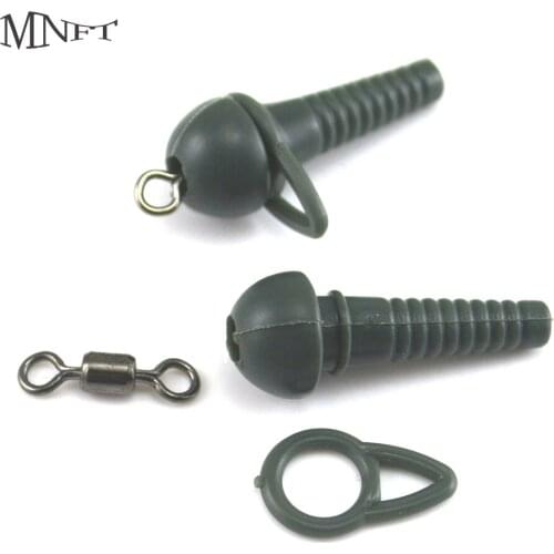 MNFT 20Set Rig Making Connector Fishing Rubber Lead Clips Terminal Tackle Rolling Swivels