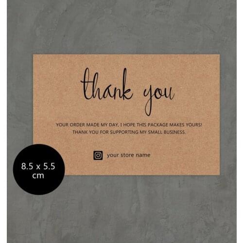 200pcs Business Card Pack Kraft Personalised Thank You For Your Order Card Multipack Small Business Note Card