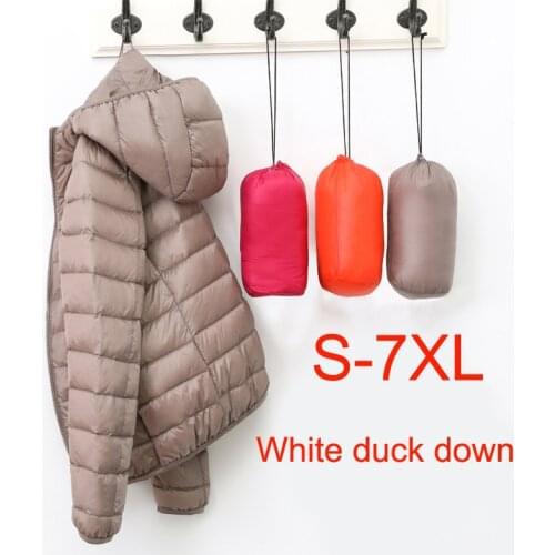 2020 Winter Plus Size 7XL Women Ultralight Thin 90% White Duck Down Jackets Warm Hooded Parka Coats Female Portable Outwear Tops