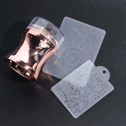 3pcs/set Manicure Home Salon Nail Art Stamper Tool Polish Print With Scraper Image Plate Transfer Soft DIY Professional Template