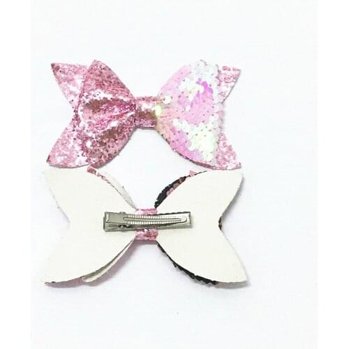 30 pcs / lot , 4'' sequin Spangle bows with hair clip Half Glitter Half Sequin bowknot for girls Apperal hair Accessories DIY