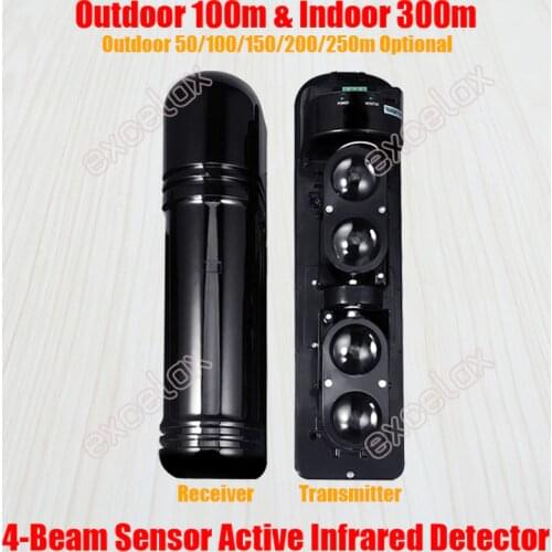 4Beam Photoelectric Active Infrared Sensor Intrude Perimeter Detector Home Safety Window Wall Barrier Fence Outdoor Motion Alarm