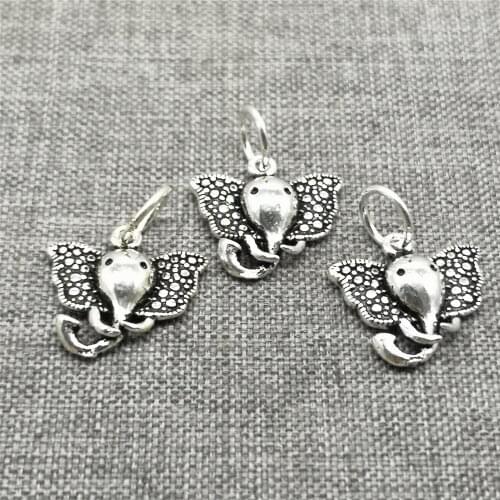 4 Pieces 925 Sterling Silver Elephant Charms Marcasite Style Ears for Bracelet
