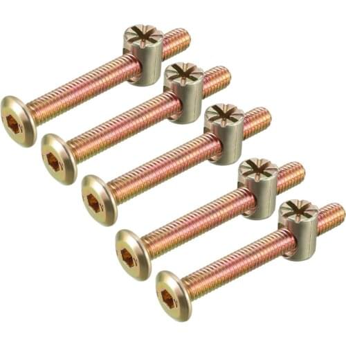 Uxcell 5set M6x50/60/70/75/25mm Furniture Bolt Nut Set M6 Hex Socket Machine Screw with Barrel Nuts Phillips-Slotted Zinc Plated