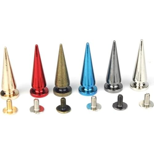 5pcs Metal Screwback Cone Studs Bullet Spike Long Punk Rivets for Leather Craft Bag Garment Stage costume Shoes DIY Decor