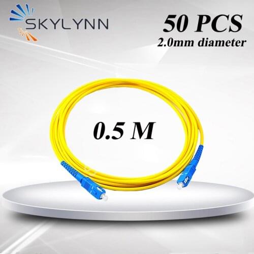 50PCS 0.5 Meter SC/UPC-SC/UPC Optical Fiber Jumper Cable, SM G652D/G657A1/G657A2 SX Core 2.0mm Diameter Fiber Optic Patch Cord