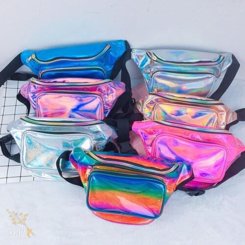 Laser Sequins Glitter Waist Fanny Cool Punk Pack Belt Bum Bag Pouch Outdoor Travel Hip Purse