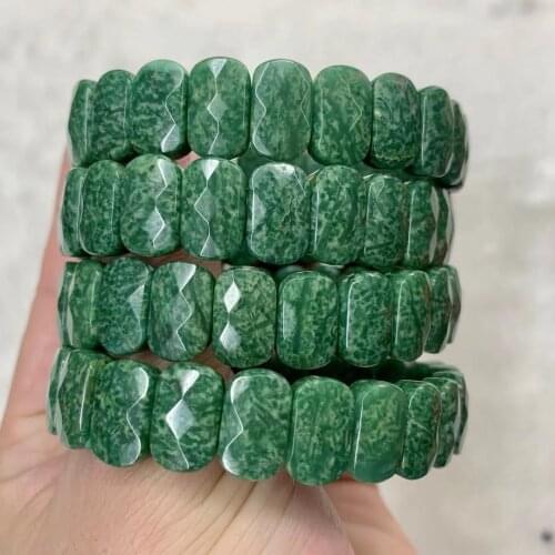 Natural green epidote stone beads bracelet natural gemstone jewelry bangle for woman for man for gift wholesale