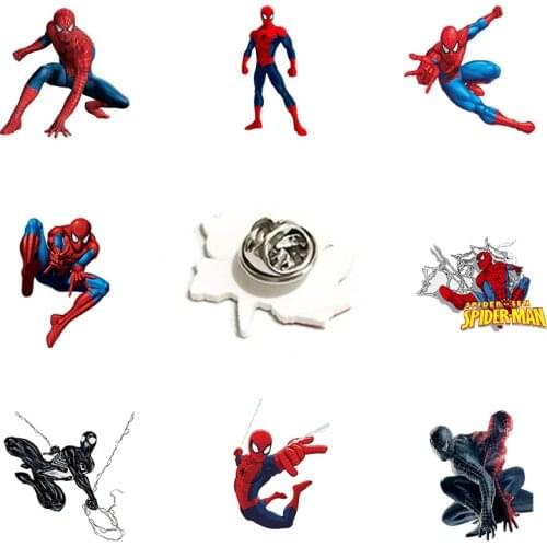 Disney Marvel Avengers Cartoon Spider-Man Acrylic Lapel Pins Epoxy Resin Badges Brooches Men Trendy Accessories Jewelry XDS1170