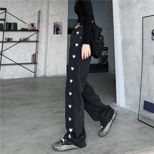 2021 Black Slim Straight Jeans Girl Pants Fashion Trousers Harajuku High Street Denim Bagge Autumn Korean Boyfriend Jeans Femme