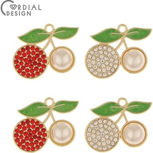 Cordial Design 50Pcs 20*23MM Rhinestone Pendants/Jewelry Accessories/Hand Made/DIY/Cherry Shape/Jewelry Finding Components