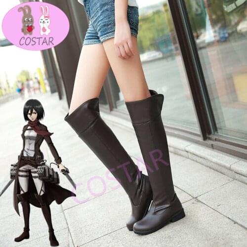 2021 COSTAR Women Attack on Titan cosplay long boots Shingeki no Kyojin Over-the-Knee boots Eren Jaeger Ackerman Shoes
