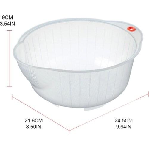 R2JC Without BPA Rice Washing Bowl Colander with Solid Bottom and Side Drain Household Kitchen Tools Fruits and Vegetables