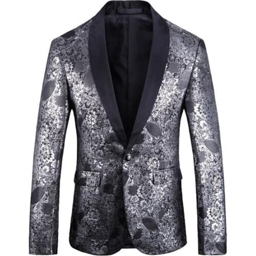 Explosive embroidery suit mens dress European rich silver jacquard high-end boutique clothing traje de hombre para boda fashion