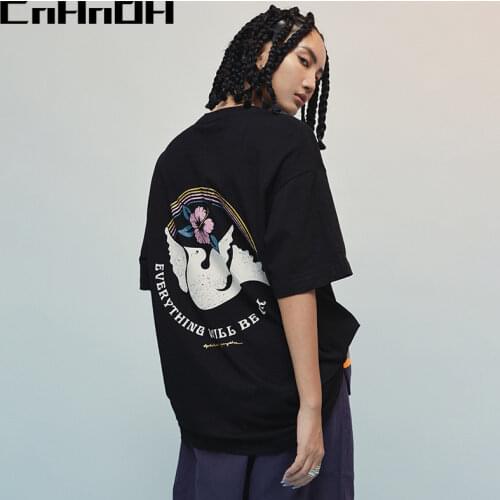 CnHnOH American Street 2021 Spring And Summer Short-Sleeved T-Shirt Men Tee Peace Dove Print Oversize T-Shirt 9185