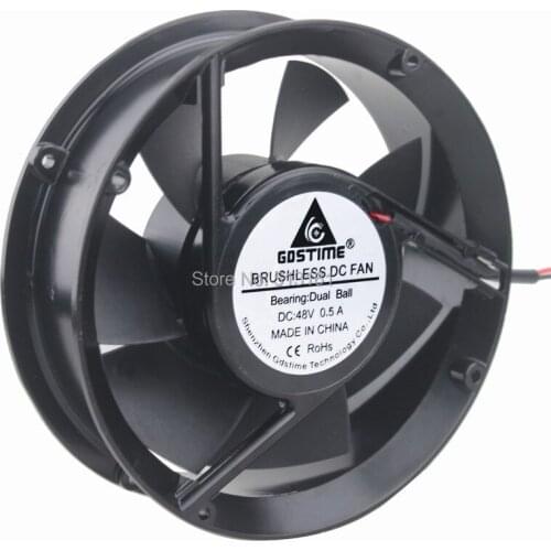 Gdstime 17251 17cm 170mm DC 48V 0.5A 2 Wire Ball Bearing Metal Industrial Cabinet Cooling Fan