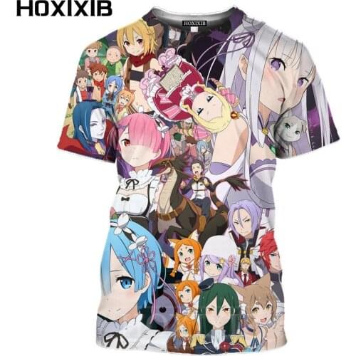 HOXIXIB Men Tshirt Natsuki Subaru Anime Re Zero T Shirt 3D Print Elves Puck Women Tops Hentai Pretty Girl Tee Unisex Sportswear