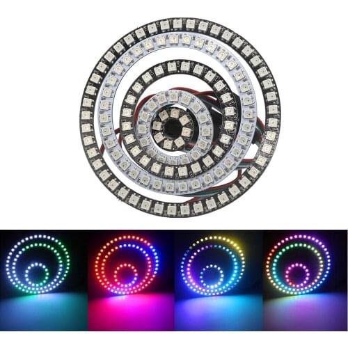 Individually Addressable WS2812B PixeI Ring 8/16/24/35/45Leds 5050 RGB Led Ring WS2812 IC BuiIt-in Led ModuIe PixeI Strip Lights