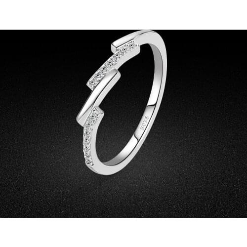 Кольца Minimalist Womens Original 925 Silver Ring Irregular AAA Cubic Zircon Inlaid Wedding Ring 6#-8# Charm Jewelry Withbox