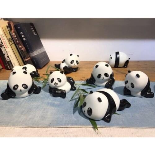 Creative Ceramic Cartoon Animal Model Figurine Desktop Decoration Cute Panda Crafts Birthday Gift Countertop Living Room Decor
