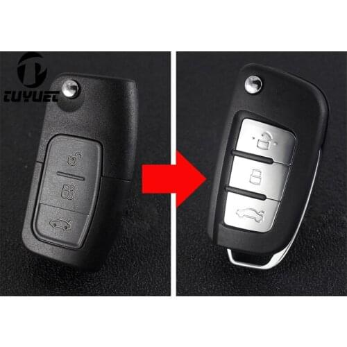 3 Buttons Modified Flip Folding Remote Key Shell Case for Ford Mondeo Focus Fiesta S-MAX FOB Key Cover