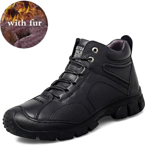 Fashion Super Warm Winter Men Boots Genuine Leather Boots Men Winter Shoes Men Military Fur Boots for Men Shoes Zapatos Hombre
