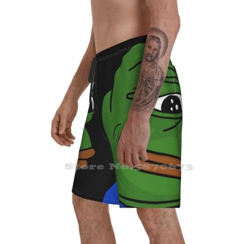 Feelsokayman Pepe MenS Summer Short Pants Beach Shorts Okay Monka Feelsgoodman Good Feelsokayman Discord Twitch Emote Pepe