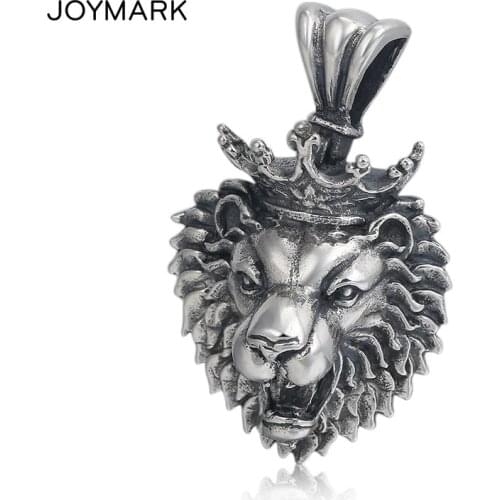S925 Sterling Silver Vintage Domineering Crown Lion Pendant Hip Hop Thai Silver Necklace Pendant For Men And Women TSP227