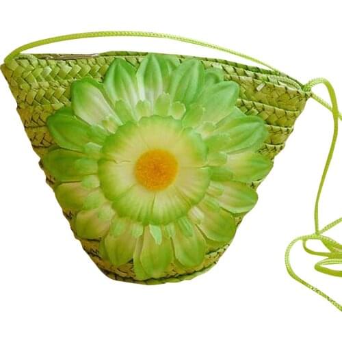 New Fashion Korean Style Women Summer Mini Floral Straw Bags Beach Tote Shoulder Bag Handbag Best Sale-WT