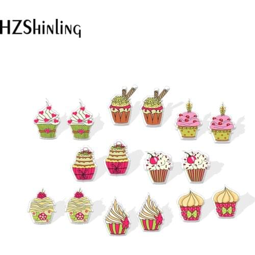 2020 New Delicious Cupcake Stud Earring Sweet Cupcakes Acrylic Earrings Resin Epoxy Jewelry Earring
