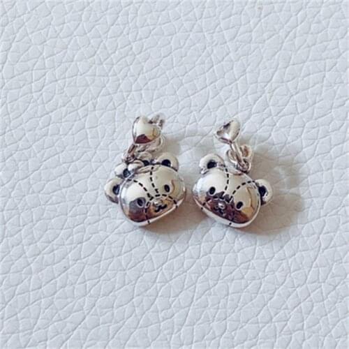 Mistletoe 925 Sterling Silver Cartoon Bear Dangle Charm Bead European Jewelry