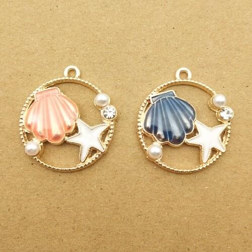 10pcs 25x27mm enamel shell charm for jewelry making and crafting earring charm fashion pendant zinc alloy