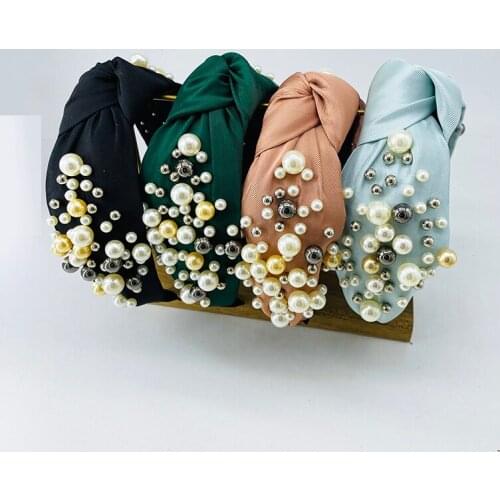 Fashion Pearl Headband For Women Baroque Knotted Hairbands Korean Style Multicolor Girls Hairhoop Wholesale Elastic Crown