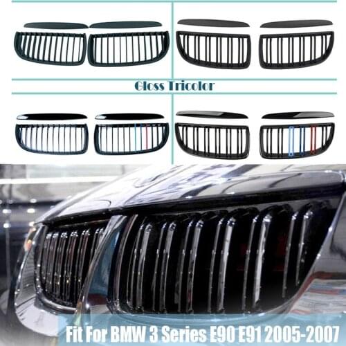 Carbon Fiber/Black Front Bumper Racing Grills Kidney Grilles For BMW E90 E91 3 Series 2005-2008 M Power Performance Accessories