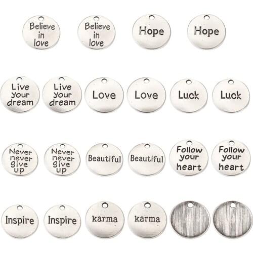 Words Charm Beads Hang Tag Alloy Letters Charm Pendant for DIY Necklace Bracelet Jewelry Making Findings Accessaries