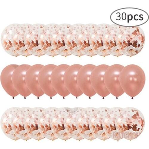 30pcs 12inch Rose Gold Balloons Confetti Set Ballon Birthday Party Wedding Decoration Baby Shower Anniversary Baptism Globals