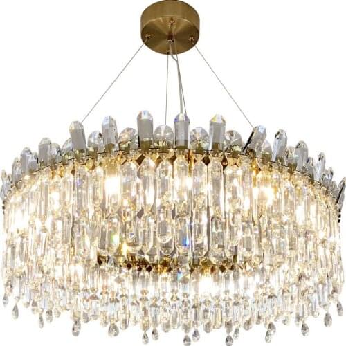 Modern Luxury Chandelier Lighting for Living Room LED Round Chandelier Lamp Clear Crystal Home Dining Room Light Fixture