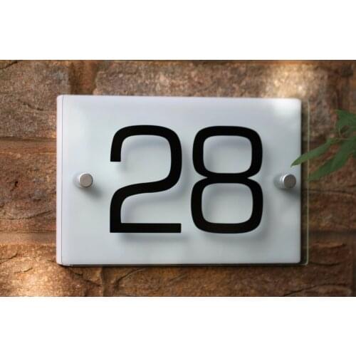 Details about Modern house plaque sign number door rectangle glass effect arylic color choice door plates house number plate