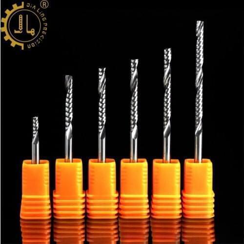 JIALING 3.175mm 1 pc single flute spiral engraving router bits woodworking acrylic cutting tool