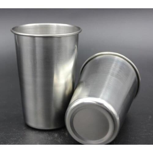 100pcs/lot 500ML Stainless Steel Cups 16oz Tumbler Pint Glasses Metal Cups Hand Beer Cup Drinking Accessories SN1304